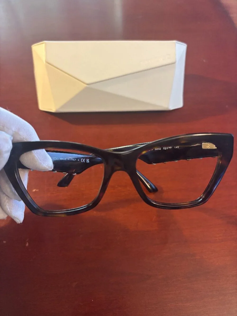 Jimmy Choo JC 3021H 5002 Havana Tortoise Eyeglasses Frames Gold Studs 52mm + CAS